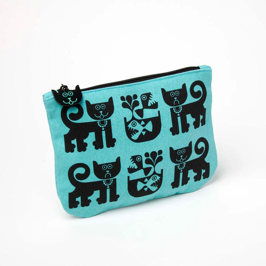 Hornsea - Cat and piranha pouch in teal
