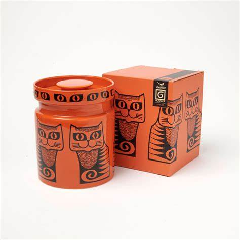 Magpie Hornsea large orange cat jar