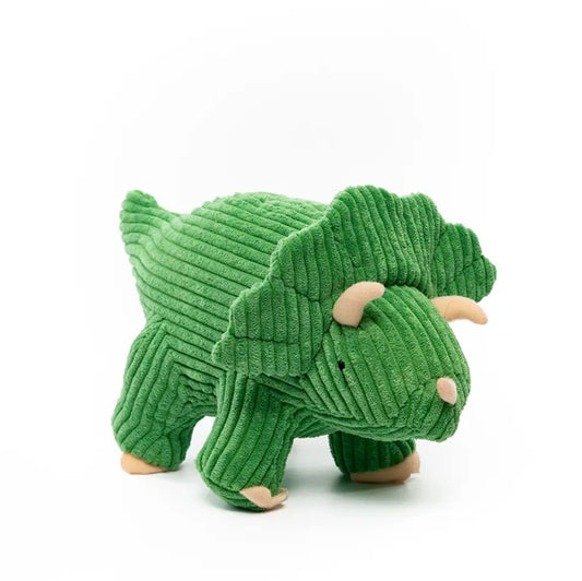 Green Corduroy Triceratops Plush Toy dinosaur