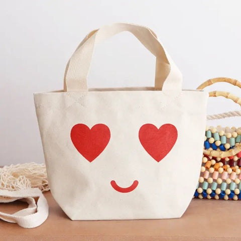 Little canvas bag - heart eyes