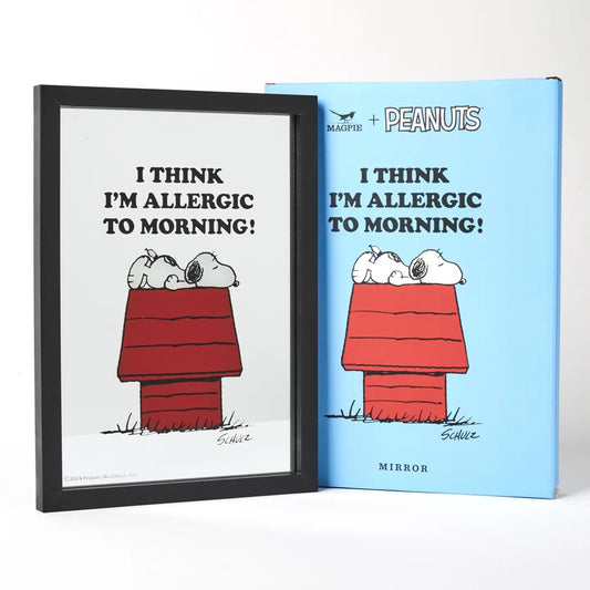 Snoopy "allergic to morning" framed mirror