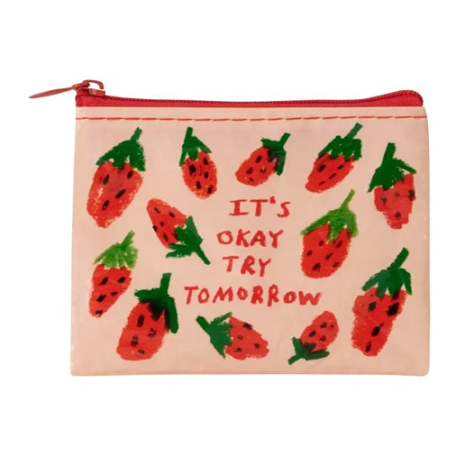 "It's ok, try tomorrow" strawberry coin purse