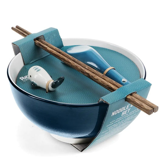 Blue whale noodle bowl and chopsticks set